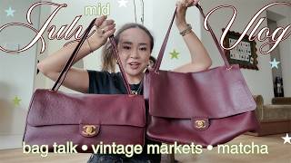 JULY VLOG ☻ matthieu blazy maxi flap size comparison, vintage flea market, matcha