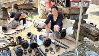 Single mother Repairing and maintaining the front axle of agricultural tractors @GirlRepairingmachine