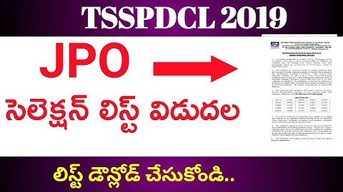TSSPDCL 2019|| JPO SELECTION LIST RELEASED