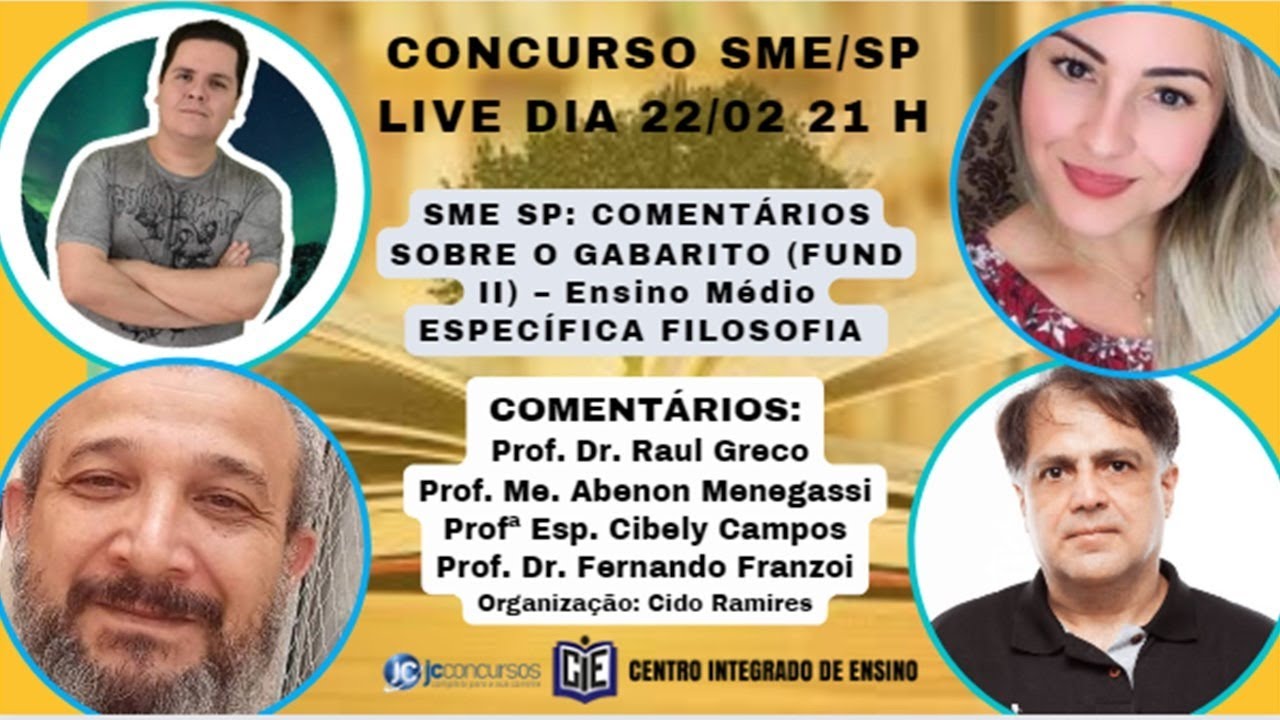 Concurso SME SP_ COMENTÁRIOS SOBRE O GABARITO  (FUND II) – Ensino Médio - ESPECÍFICA FILOSOFIA