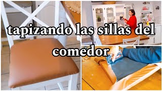 TAPIZANDO LAS SILLAS DEL COMEDOR CON POCO PRESUPUESTO//LIMPIEZA SALA-COMEDOR QUITO LA DECORACIÓN.