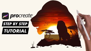 #46 Lion sunset 🦁 - Procreate step by step screenshot 2
