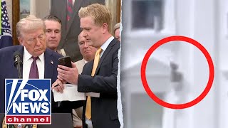 Trump reacts to viral video showing mystery items tossed from White House window