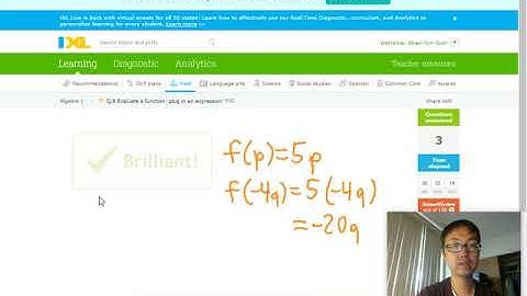 IXL Algebra 1: Q8: Evaluate a Function: Plug in an Expression