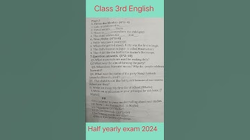 Class 3rd English | half yearly exam 2024 | #english #exam #halfyearlyexam2024 #shorts #education
