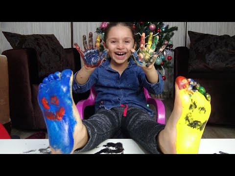 Lina'nın El Ayak Baskısını Sehpaya Yaptık Ayakları Çok Gıdıklandı 😂 Funny Kids Video