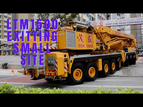 Moh Seng Cranes | Liebherr LTM1500 - 8.1 | Exiting site with small