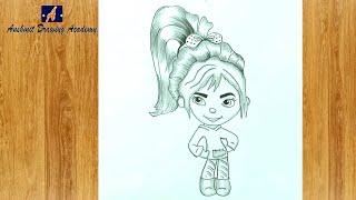 How to draw Vanellope von Schweetz from Wreck It Ralph step by step.