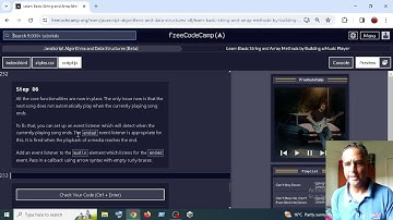 Learn Basic String and Array Methods by Building a Music Player step 86. freecodecamp 2024.