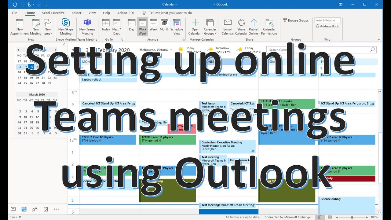 Setting up online Microsoft Teams meetings using Outlook