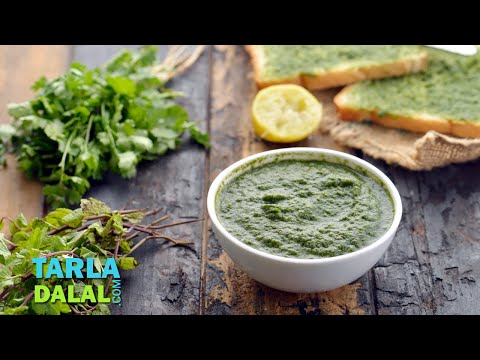 पुदिना चटनी (Pudina Chutney / Mint Chutney / Green Chutney) by Tarla Dalal