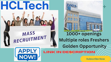 HCL Technologies Mass hiring 2025 Freshers | 1000+ openings | Apply fast