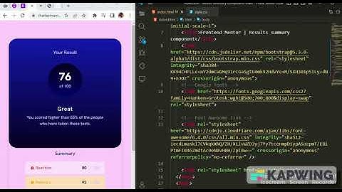 results summary component main built with html, css and bootstrap