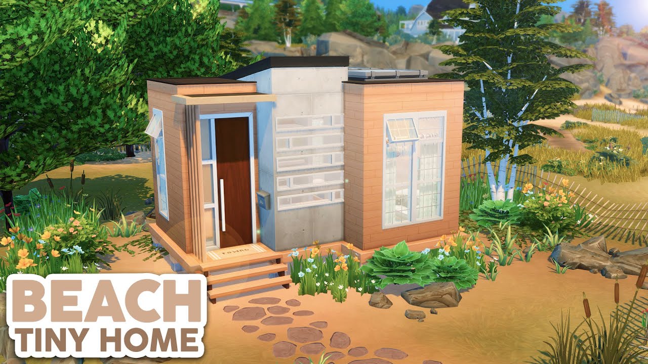 Modern Coastal Tiny House // The Sims 4 Speed Build - YouTube