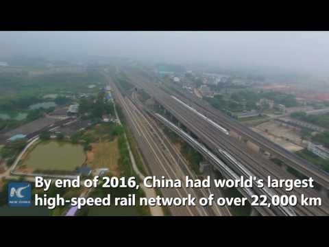 Aerial view of China's high-speed rail network