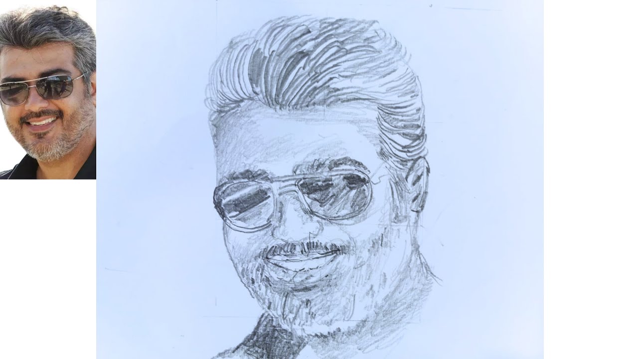 How to draw Ajith Kumar Pencil Drawing | Ajith drawing easy step by step