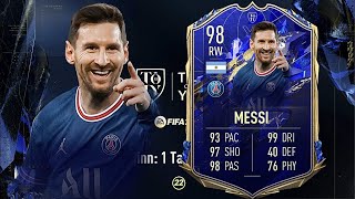 98 TOTY MESSI BEST FINESSE SHOT TAKER! TEAM OF THE YEAR MESSI - FIFA 22 ULTIMATE TEAM