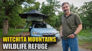 SOLO CAR CAMPING in Wichita Mountains Wildlife Refuge [Suburu Crosstrek, Camp Cook, Roof Top Tent]