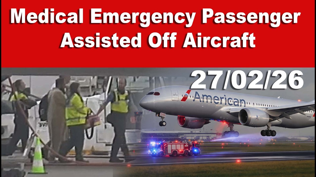 27-02-26 Medical Emergency Passenger Assisted Off Aircraft #emergency #aviation #automobile