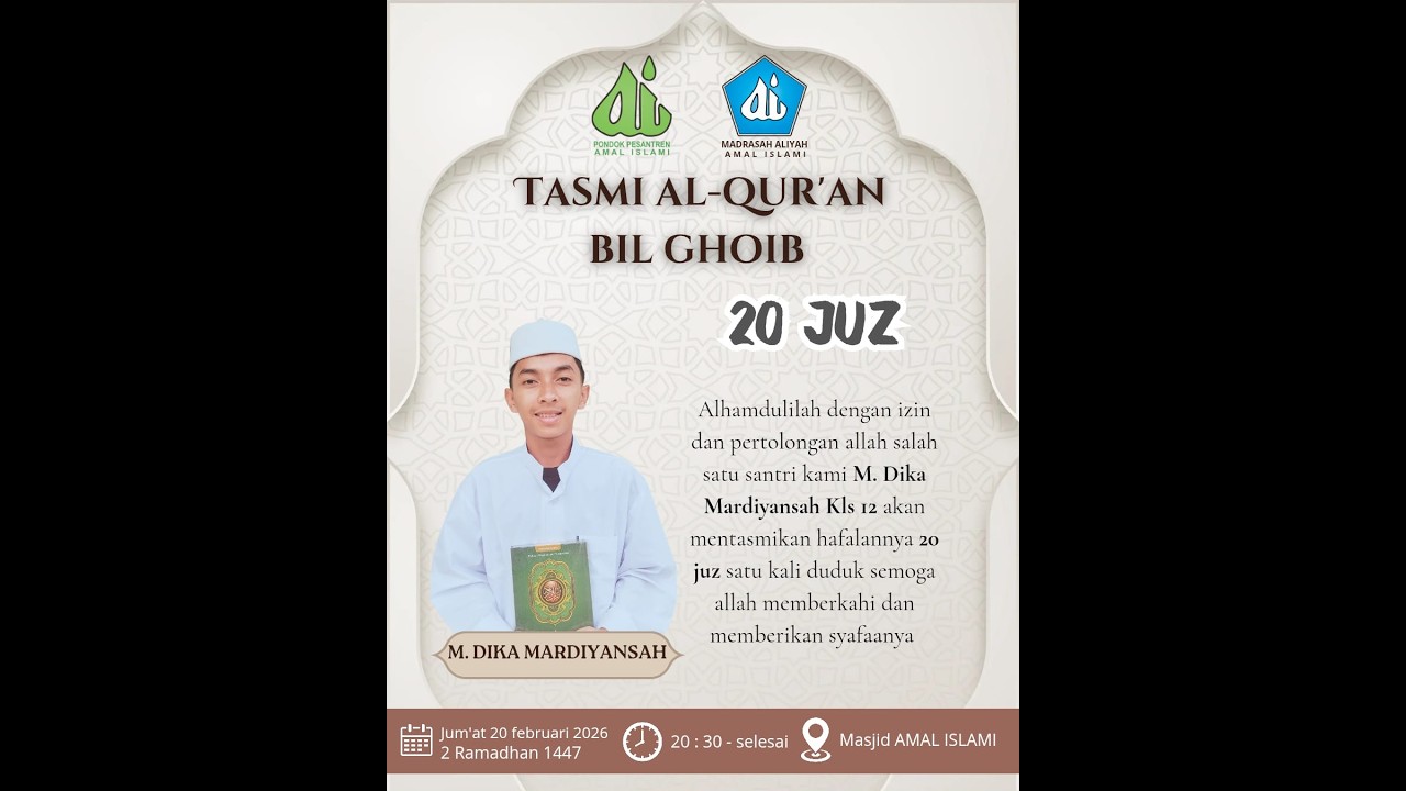 TASMI AL-QURAN BIL GHAIB 20 JUZ SANTRI PONPES AMAL ISLAMI