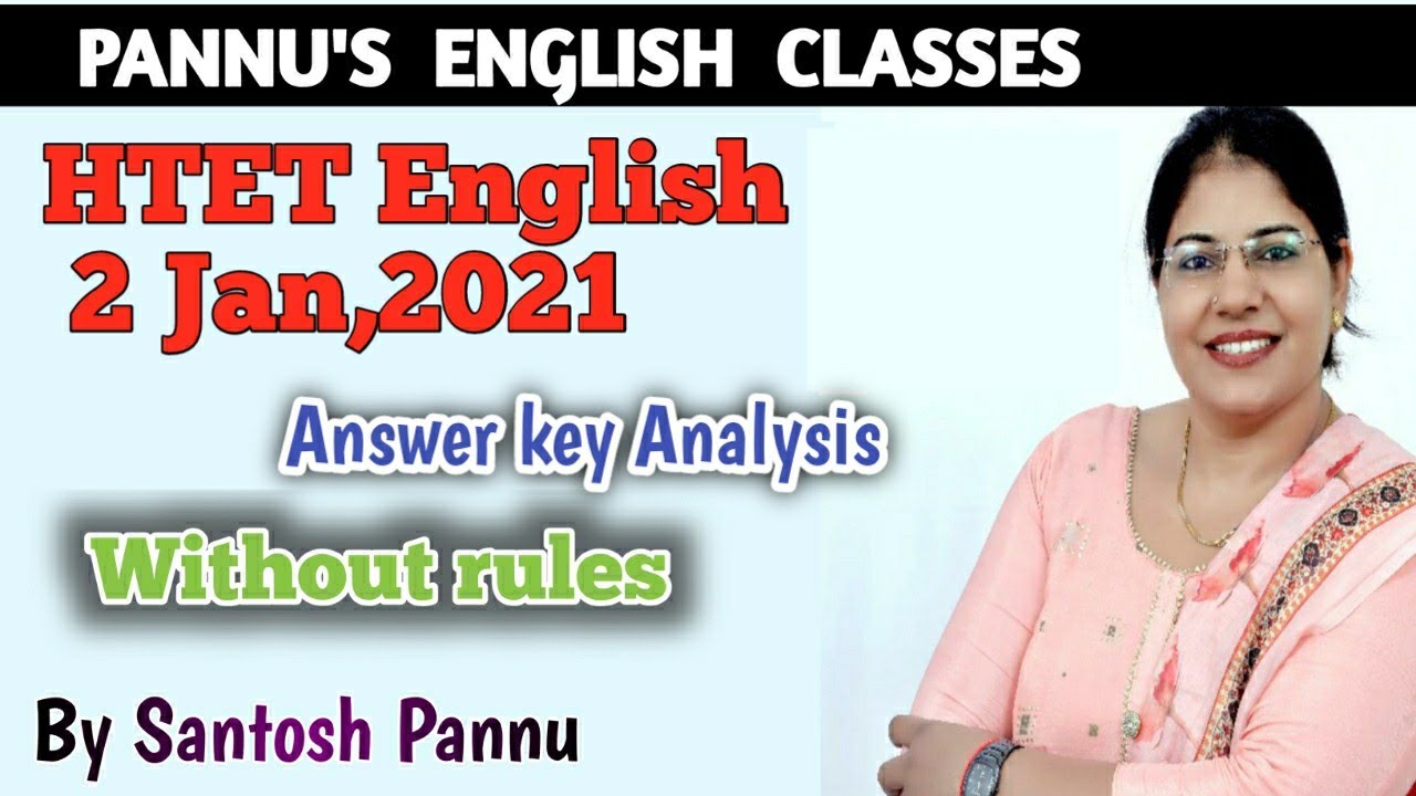 HTET 2nd Jan,2021 English answer key Analysis  By Santosh Pannu