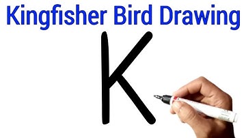 How to draw a Kingfisher bird easy step by step | Kingfisher drawing with K letter 🐦🐦🐦