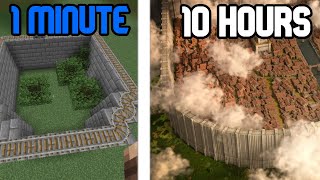 1 Minute VS 10 Hours | Attack on Titan in Minecraft Build