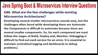 Java Spring Boot | Q46. What are the few challenges while working Microservice Architectures?