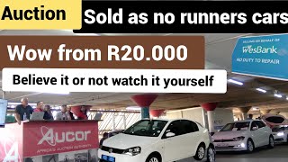 Auction non runners cars from R20.000 to R40.000 live auction on 15/05/2025.