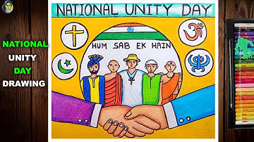 National Unity Day Drawing Easy | Unity In Diversity Poster Drawing | How To Draw Unity Day Poster