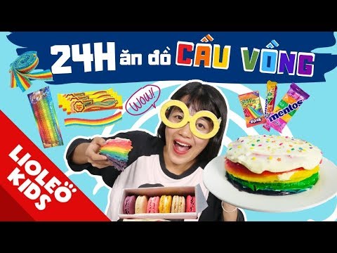 Thử thách 24h sống sót nhờ đồ ăn CẦU VỒNG - Sự thật về NHÂN VẬT X ??!!
