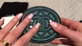CHANEL 18B UNBOXING - FILIGREE ROUND COIN PURSE IN DARK TURQUOISE WITH RAINBOW HARDWARE