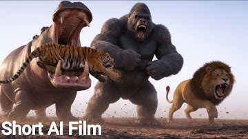 Simba and Shere Khan and King Kong vs Hippos - Jungle Clash – Titan Actions – AI Short Film