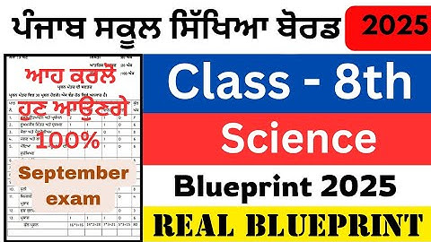 8th class science blueprint september 2025 | pseb 8th exam september | #pseb 