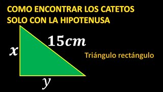 COMO ENCONTRAR LOS CATETOS SOLO CON LA HIPOTENUSA