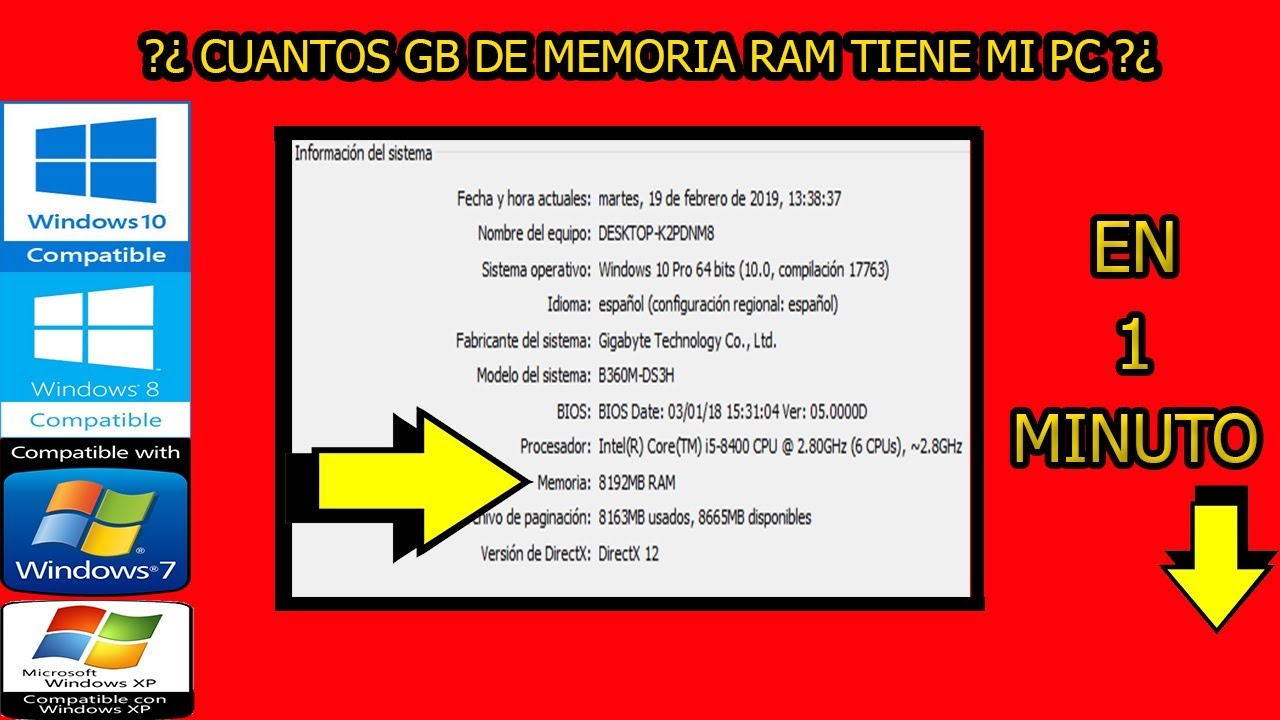 Como Saber CUANTA💥 Memoria RAM🔥 Tiene MI PC💻 [2022][WINDOWS 10,8,8.1,7