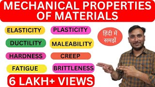 Mechanical properties of materials in hindi (हिंदी) || Elasticity || plasticity || Hardness in hindi