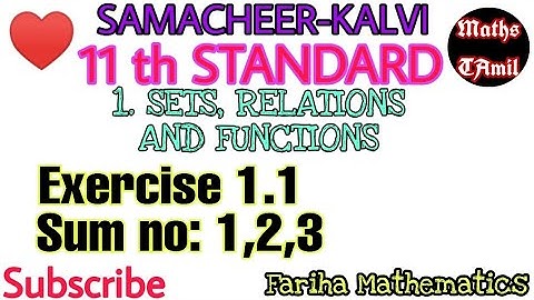 11 TH STANDARD MATHS EXERCISE 1.1 sum no:1,2,3 /SETS, RELATIONS AND FUNCTIONS /FARIHA MATHEMATICS