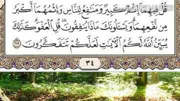 حفظ سورة البقرة الصفحة 34 من الآية 217 الى 219 مكتوبة وكررة ماهر المعيقلي