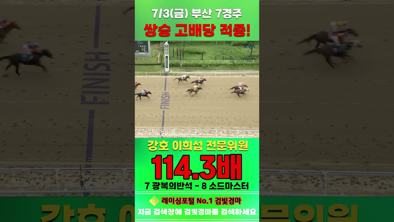 [부산 경마] 7월 3일 금요 7경주 강호 이희섭 전문위원 쌍승 고배당 적중 #경마 #automobile #한국마사회 #horse #하이라이트 #horseracing #게임