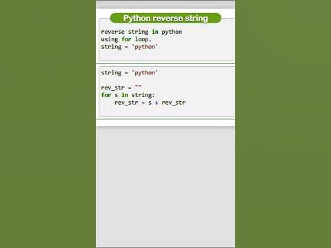 Python String | reverse string using for loop | ways of reverse string ...