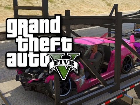 GTA 5 Online -  Fun Times with a Car Carrier Truck!  (GTA 5 Funny Multiplayer Glitches and Moments!)
