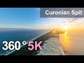 Curonian Spit, Sandy Beaches And Dunes, Russia-Lithuania. 360 aerial video in 5K