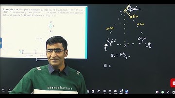 Two point charges q1andq2, of magnitude +10–8Cand–10–8C, respectively, are placed 0.1 m apart. Calcu