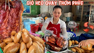 🟢Cận cảnh LYLY chặt 3 cái giò heo quay nóng hổi thơm phức chảy nước miếng