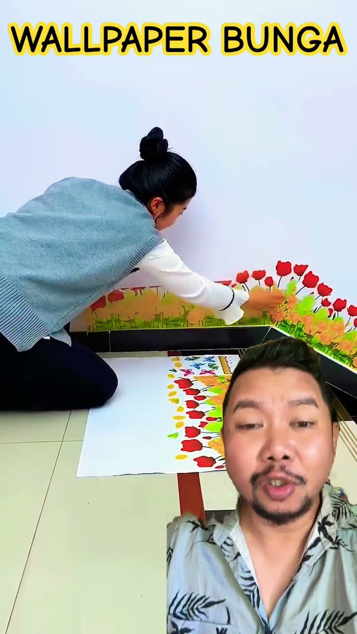 WALLPAPER TEMBOK BUNGA CANTIK!!!?? #painting #diy #wallpaper #tutorial #funny #komedi