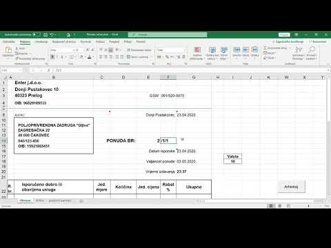 2. Račun ponuda, predložak u excelu