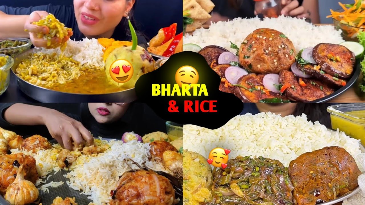 ASMR: Eating BHARTA CHAWAL😍 With SPICY DAL🤤 | Best Mukbang Compilation Video At 4x Speed |
