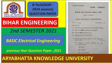 #AKU !!Basic Electrical Engineering !! 2nd Semester Complete Question Paper 2021!! Bihar Engineering