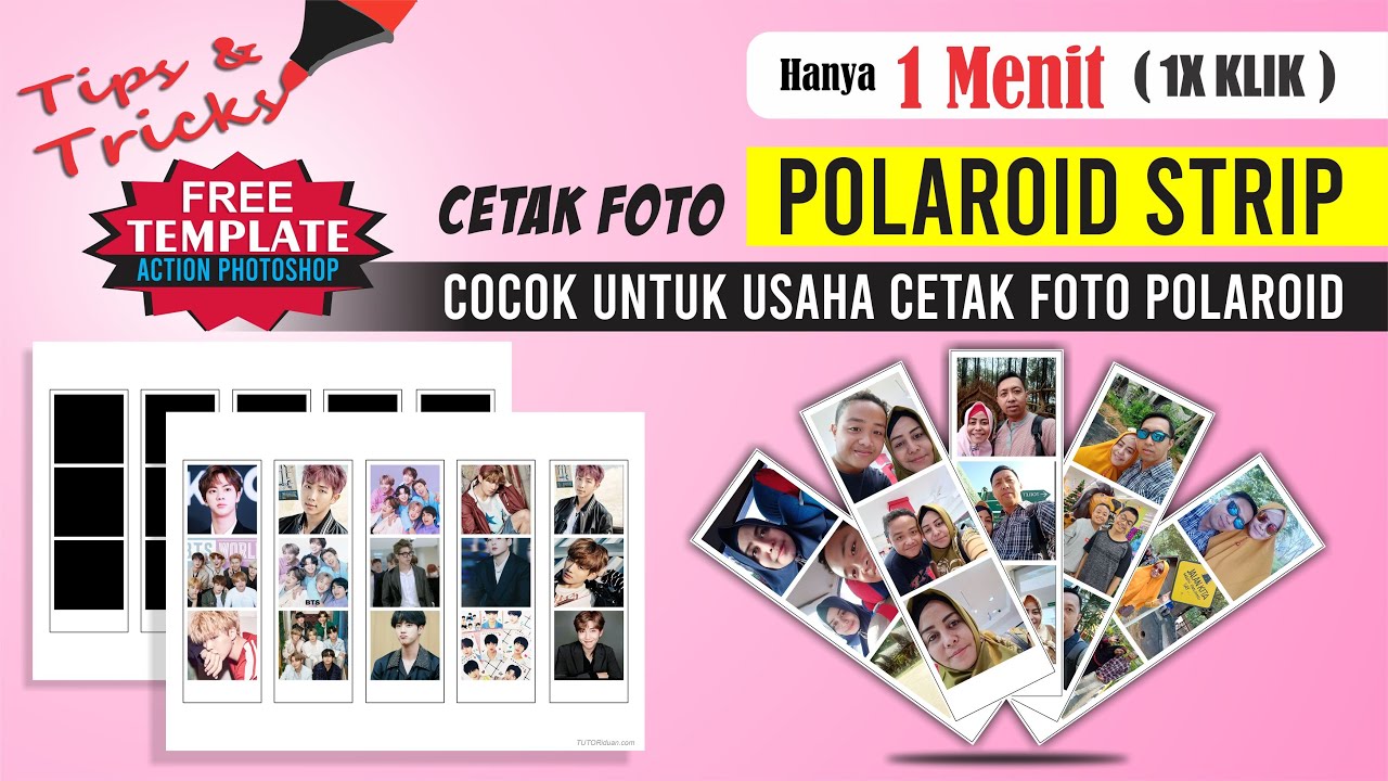 Cara Cepat Desain Cetak Foto Polaroid 3 Strip Dengan Template Action